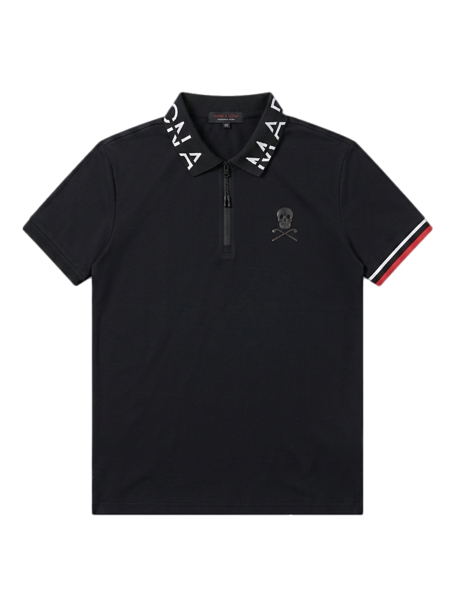 블랙 스컬 하프 집업 카라티