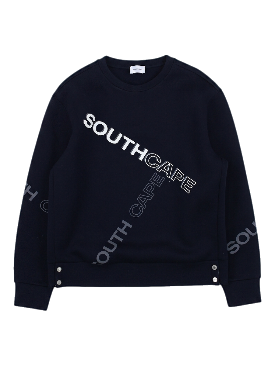 네이비 로고 레터링 맨투맨