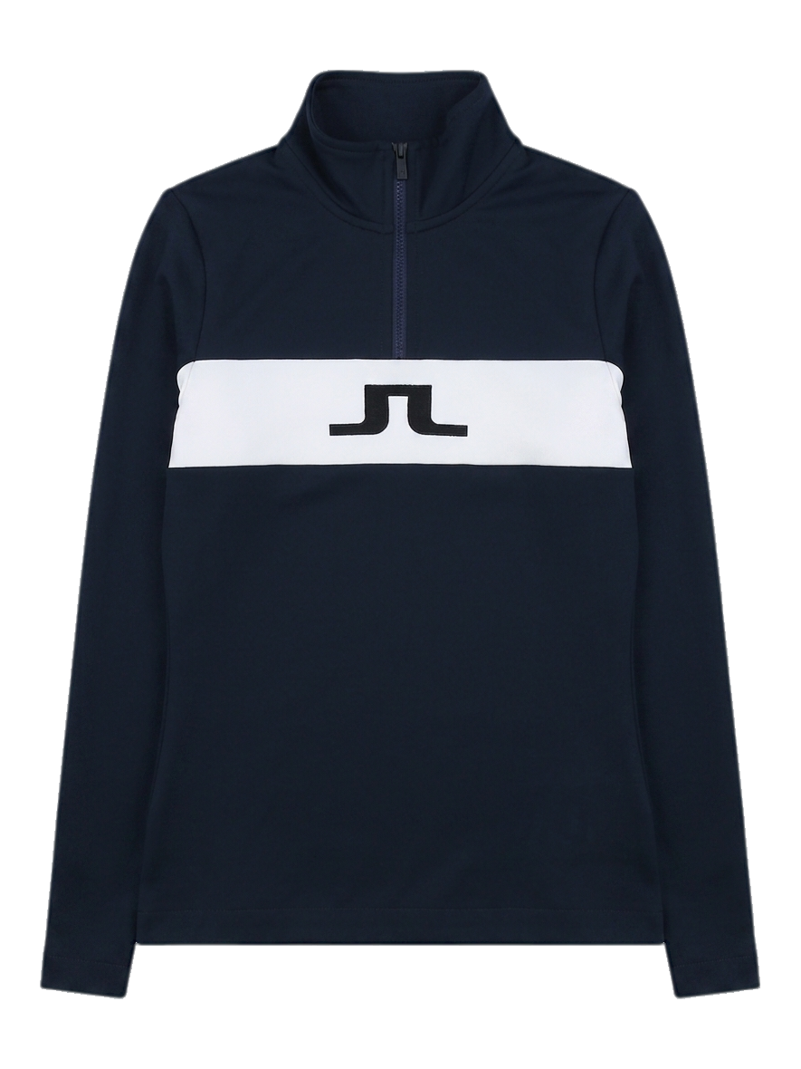 제이린드버그 네이비/화이트 블록 하프 집업 긴팔 티셔츠