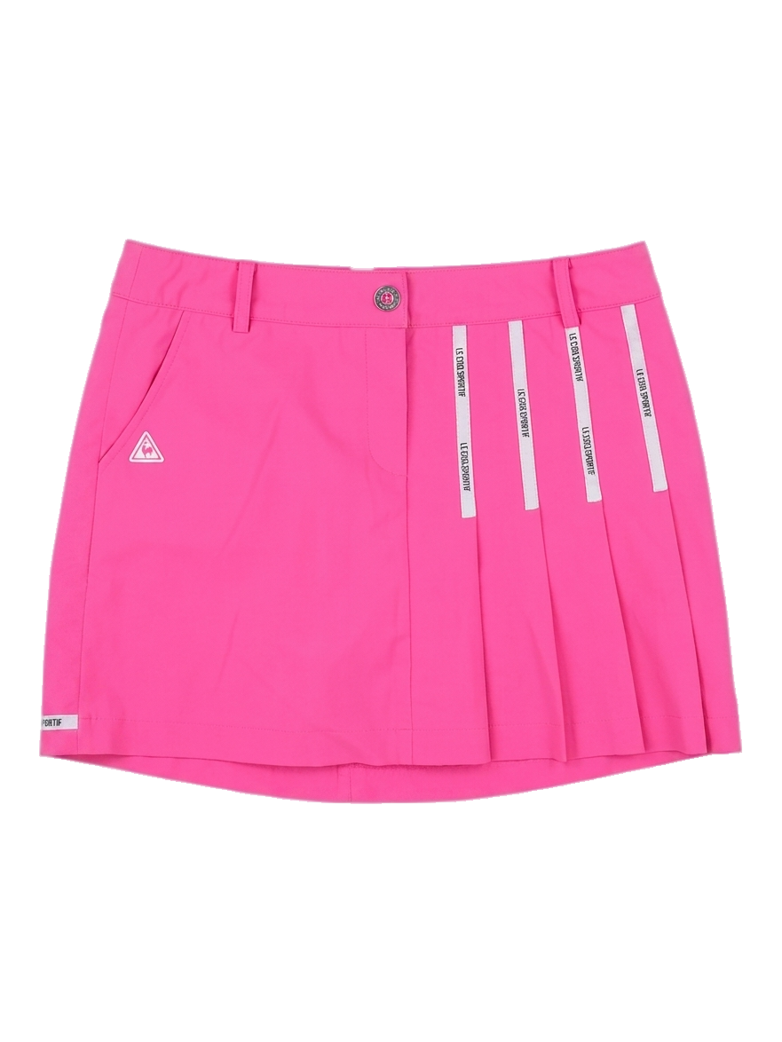 핑크 플리츠 디테일 골프 스커트