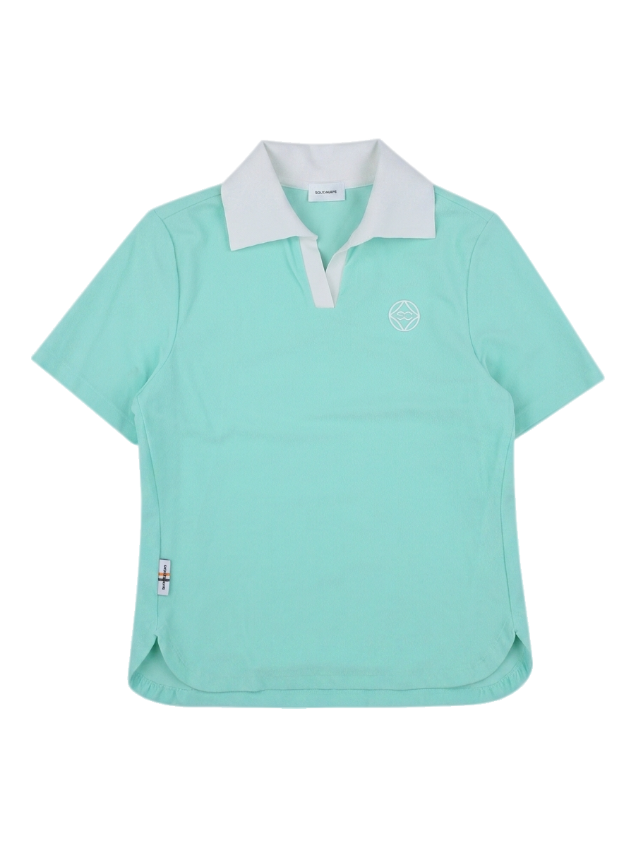 민트색 반팔 카라 티셔츠