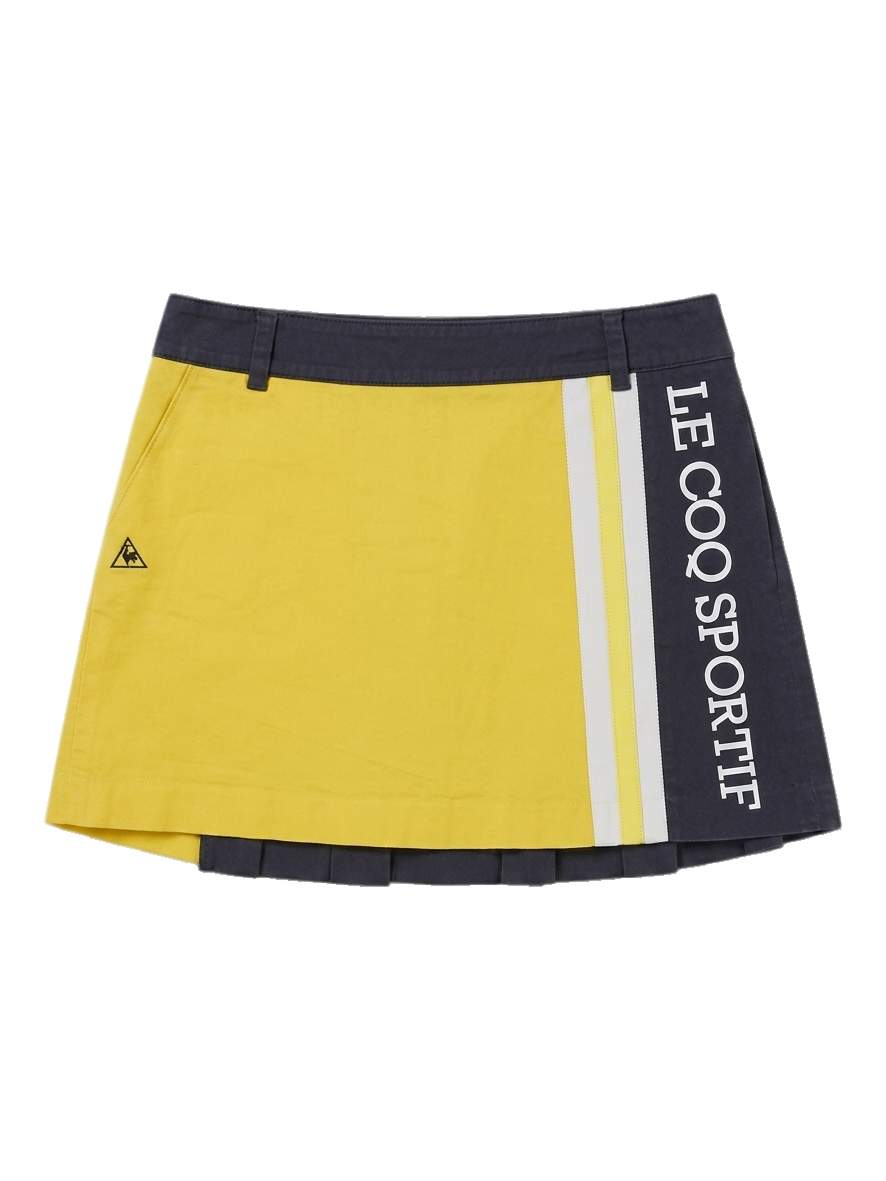 르꼬끄 스포르티브 옐로우 앤 블랙 플리츠 스커트