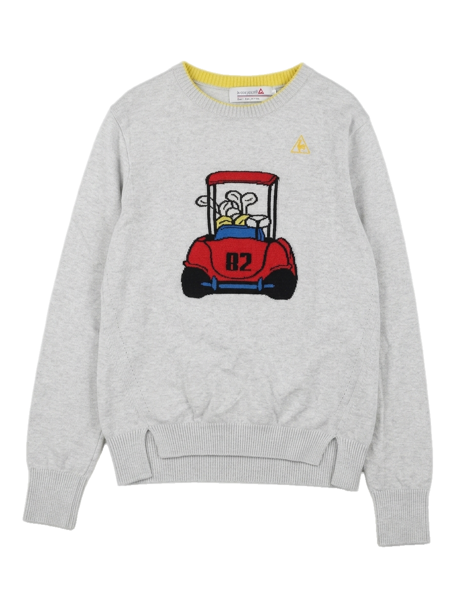 그레이 골프 카트 그래픽 니트 스웨터
