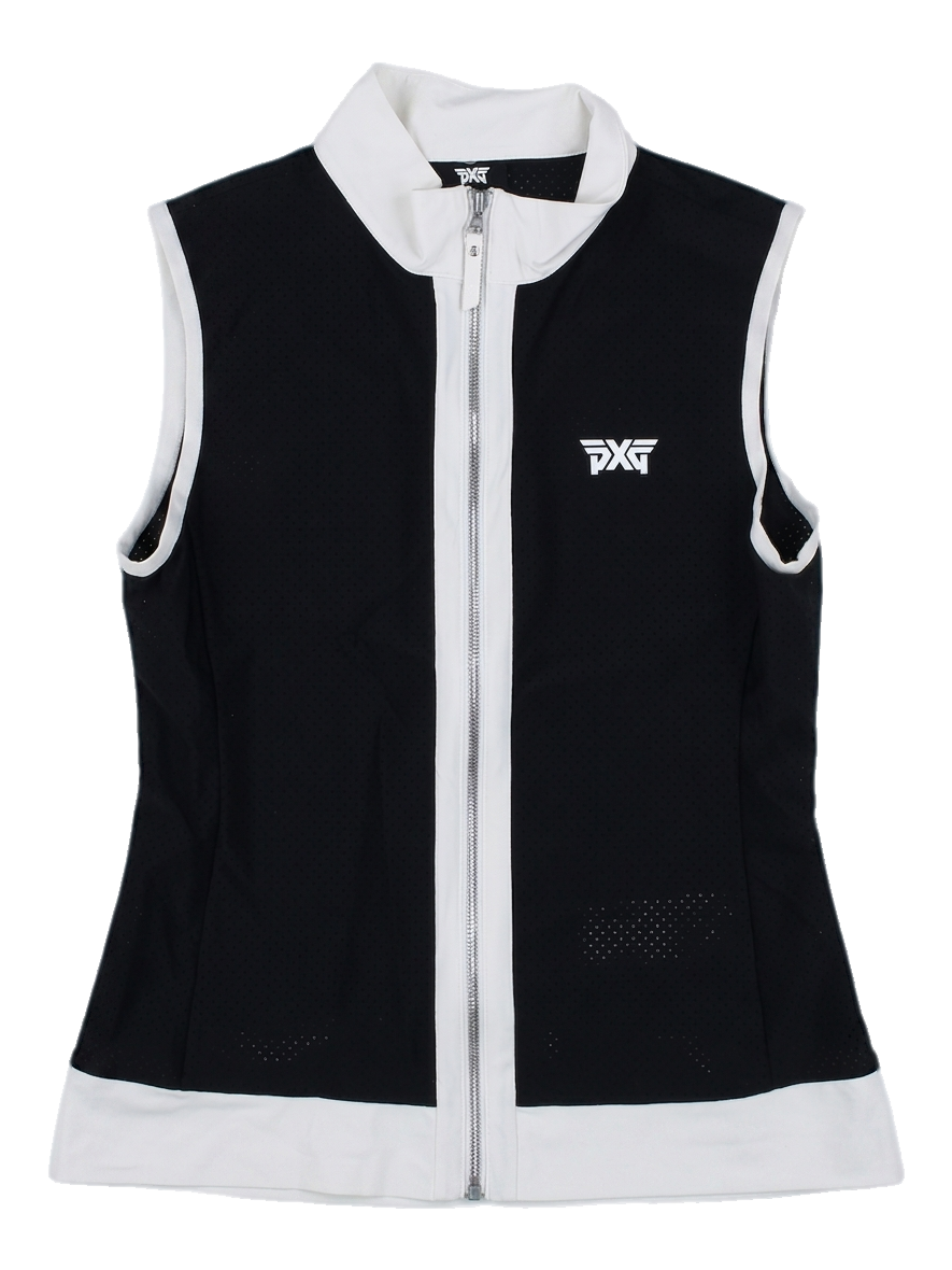블랙 앤 화이트 지퍼 베스트