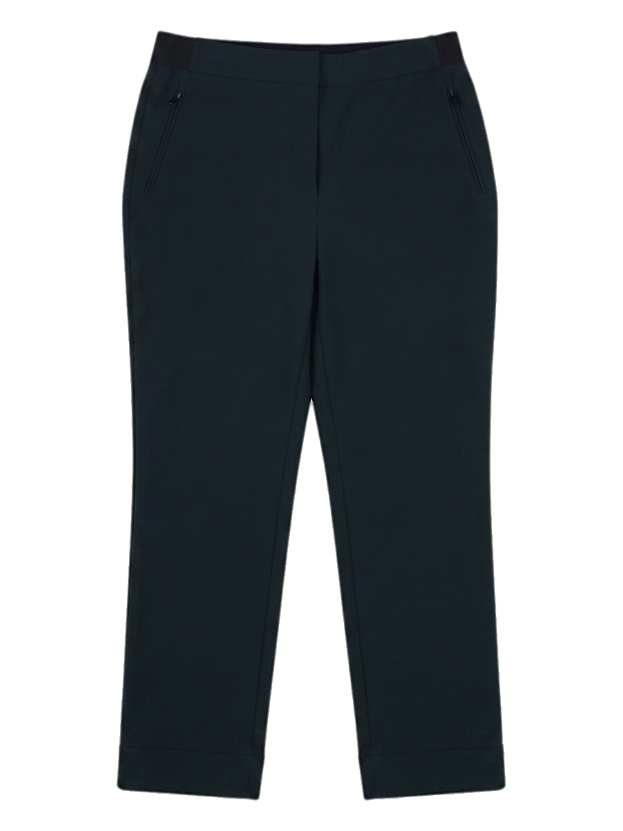 다크 그린 사이드 지퍼 슬림 팬츠