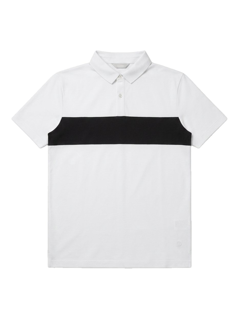 화이트 블랙 배색 반팔 카라티