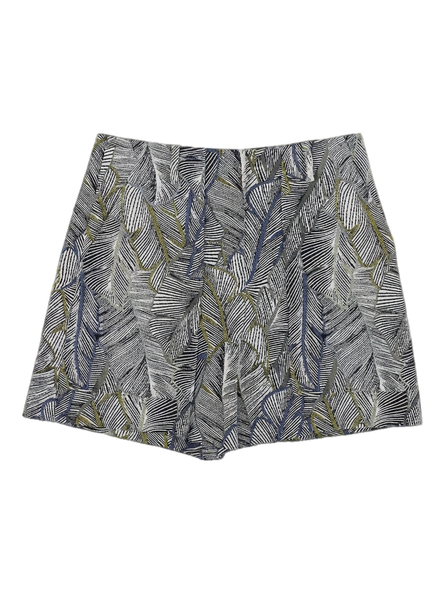 블랙 앤 화이트 리프 패턴 반바지