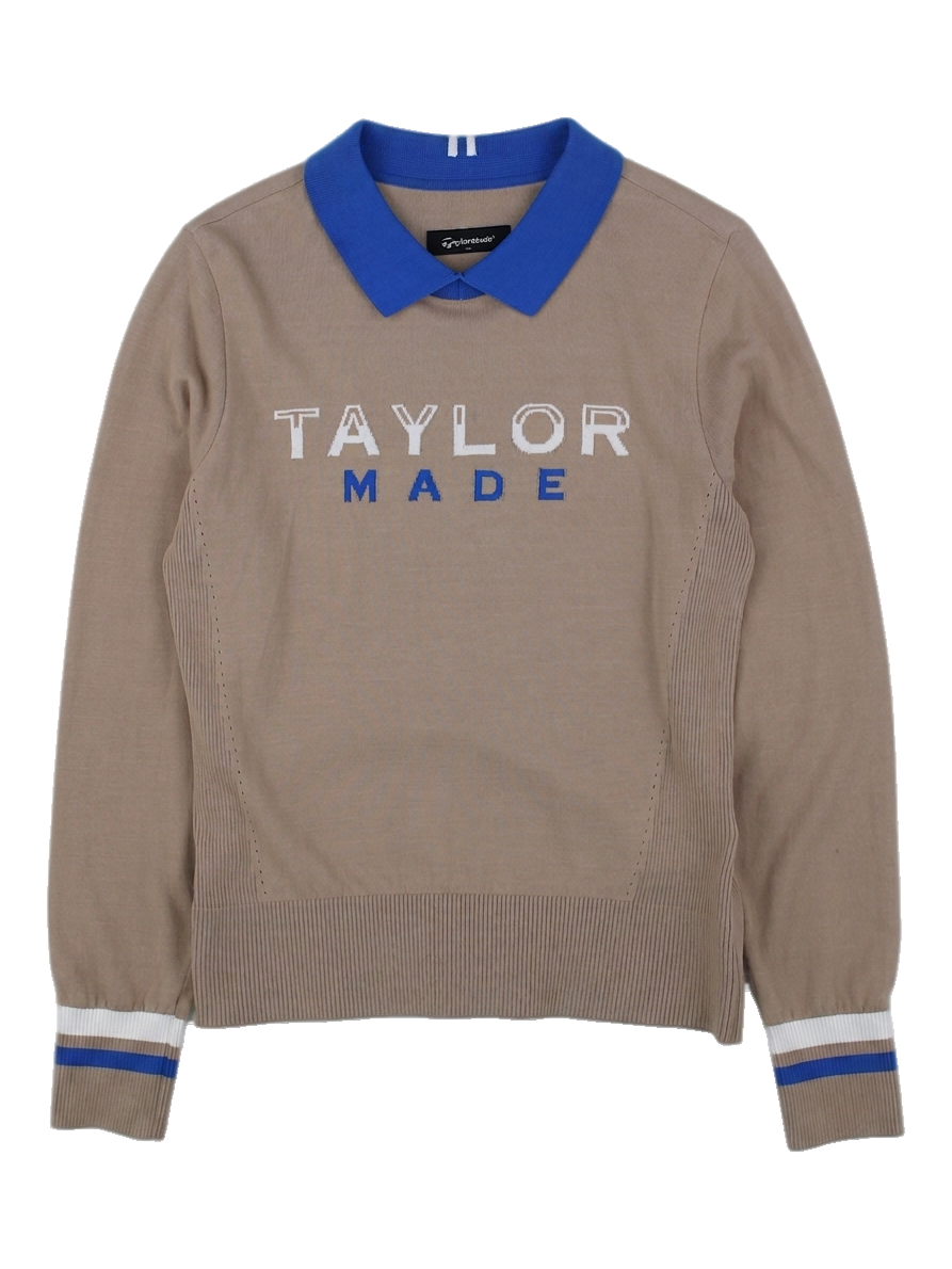테일러메이드 베이지 로고 니트 카라티