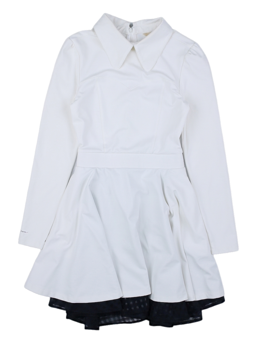 화이트 앤 블랙 배색 플레어 원피스