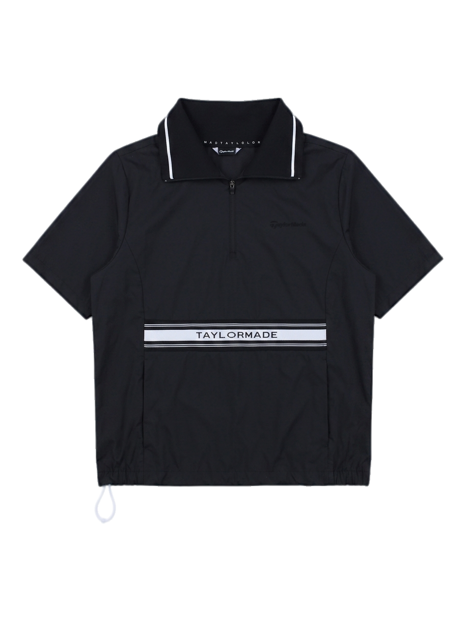 테일러메이드 블랙 반팔 하프 집업 티셔츠
