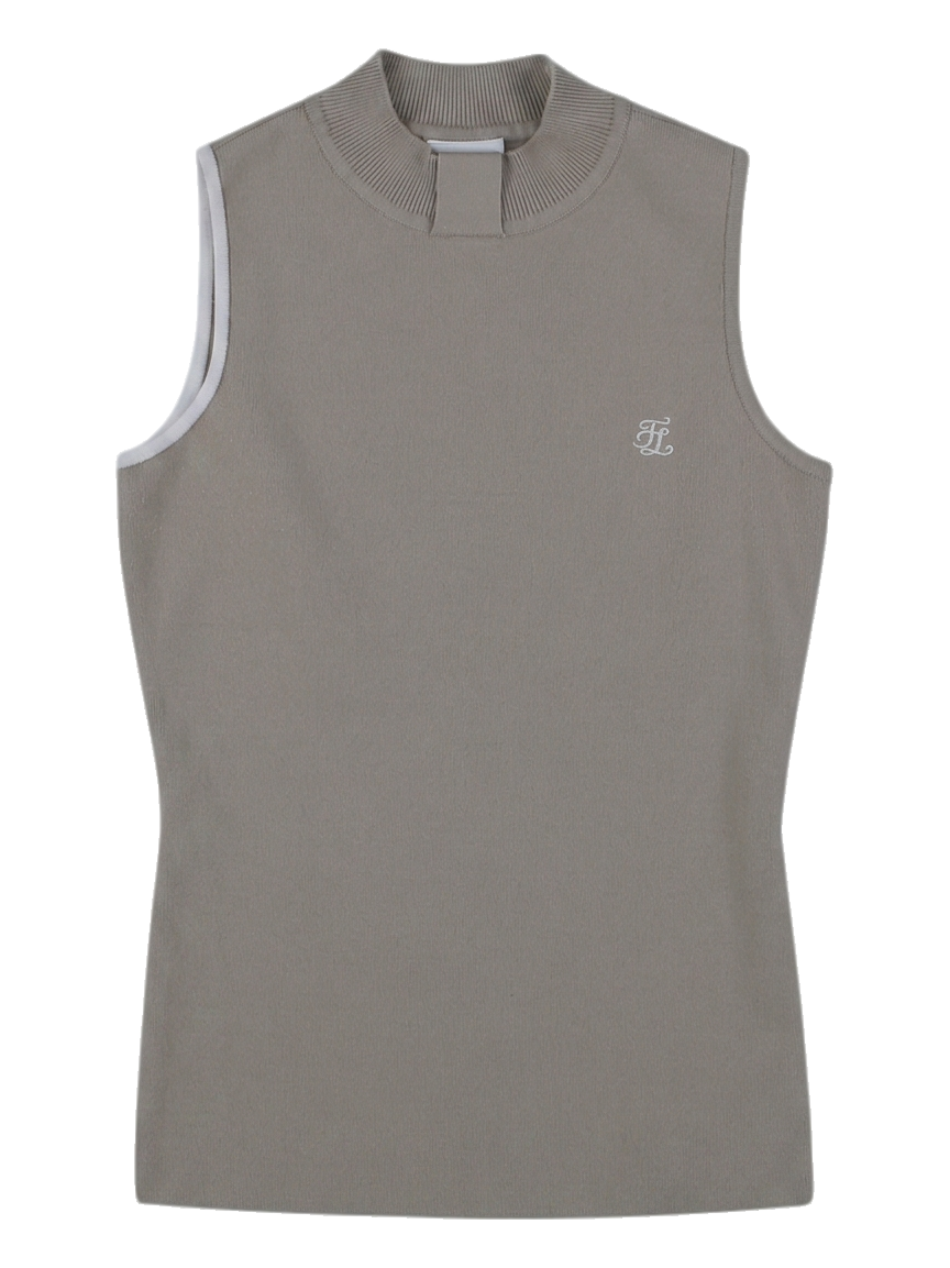 베이지 무스리브 니트 탑