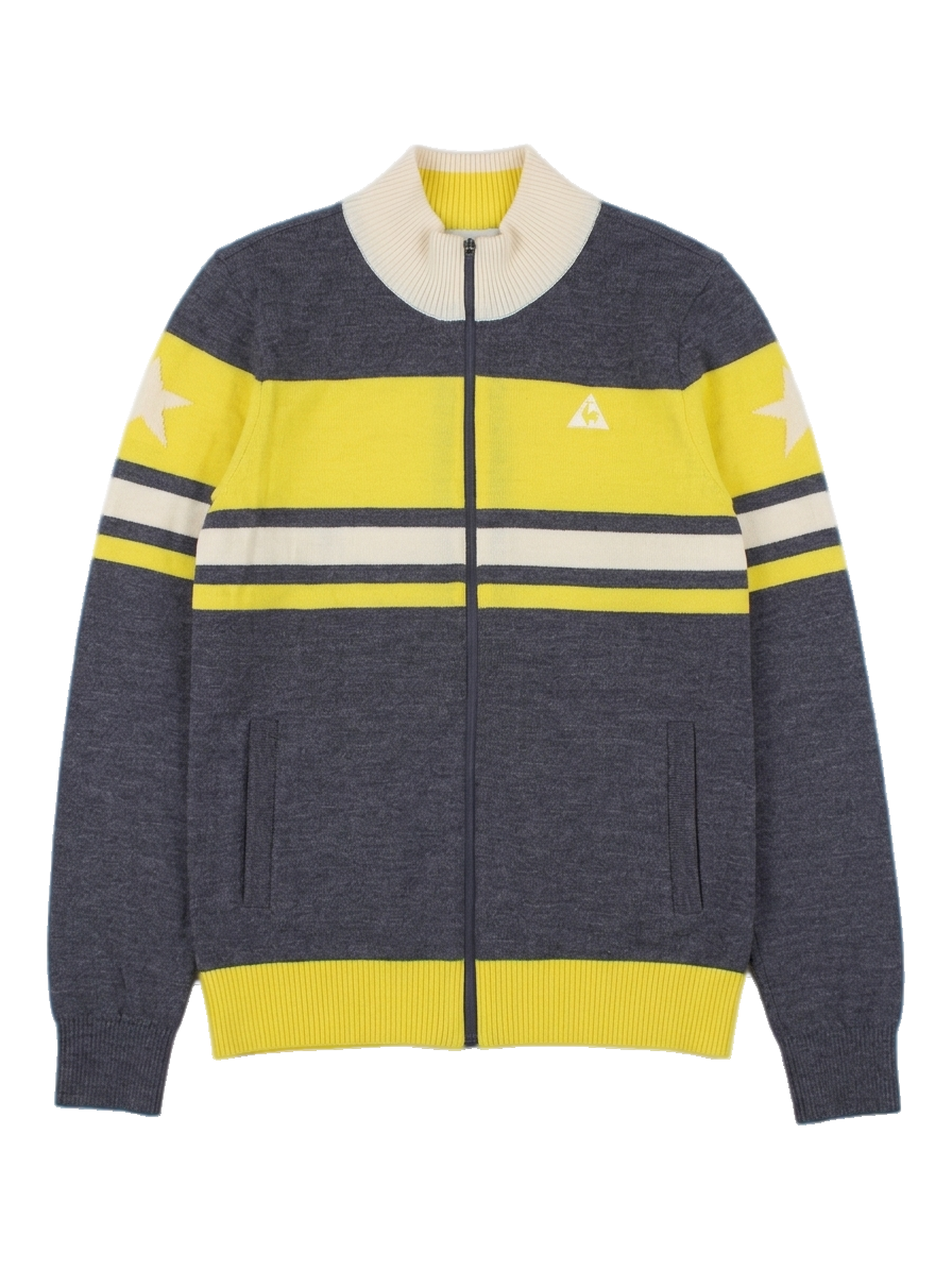 그레이 배색 니트 집업 카디건