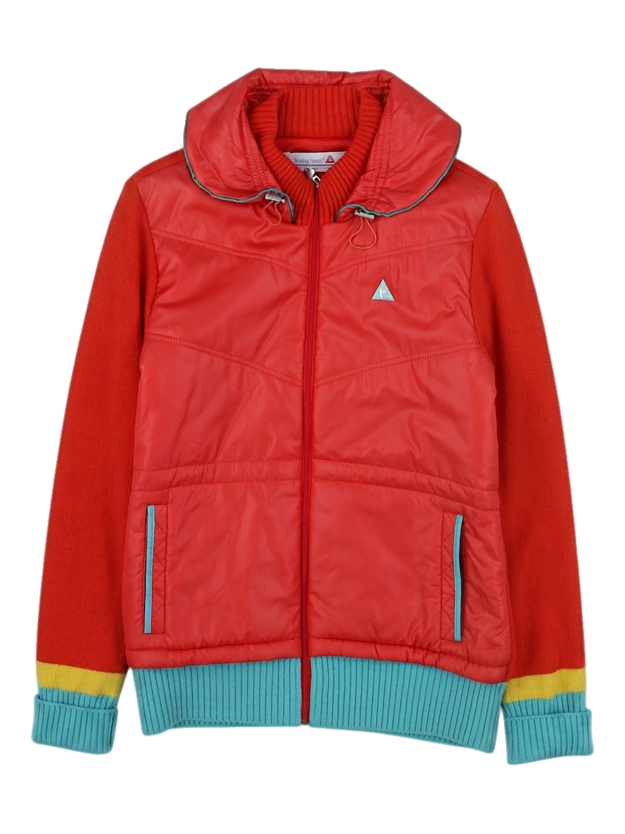 레드 컬러 블록 집업 자켓/가디건