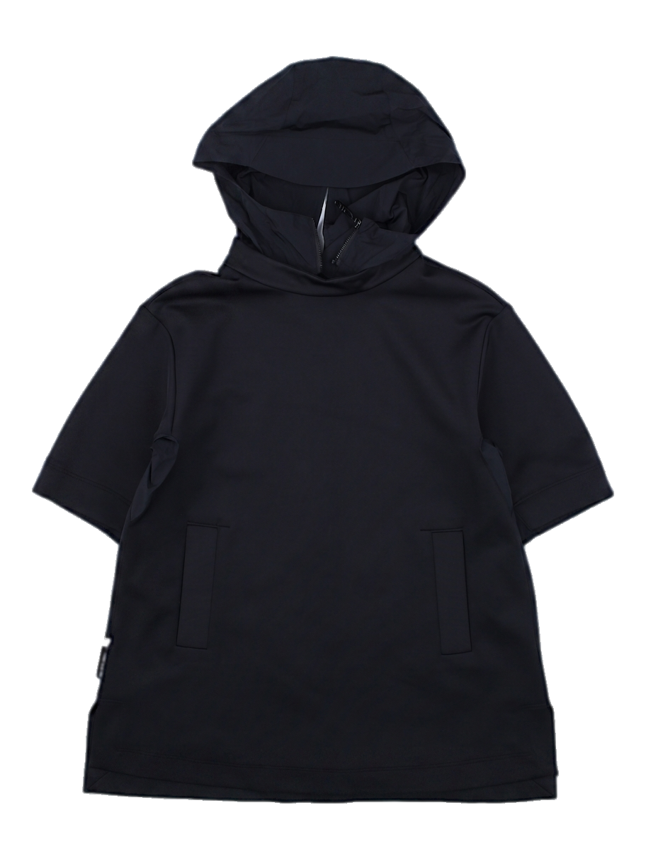 블랙 반팔 후드 티셔츠