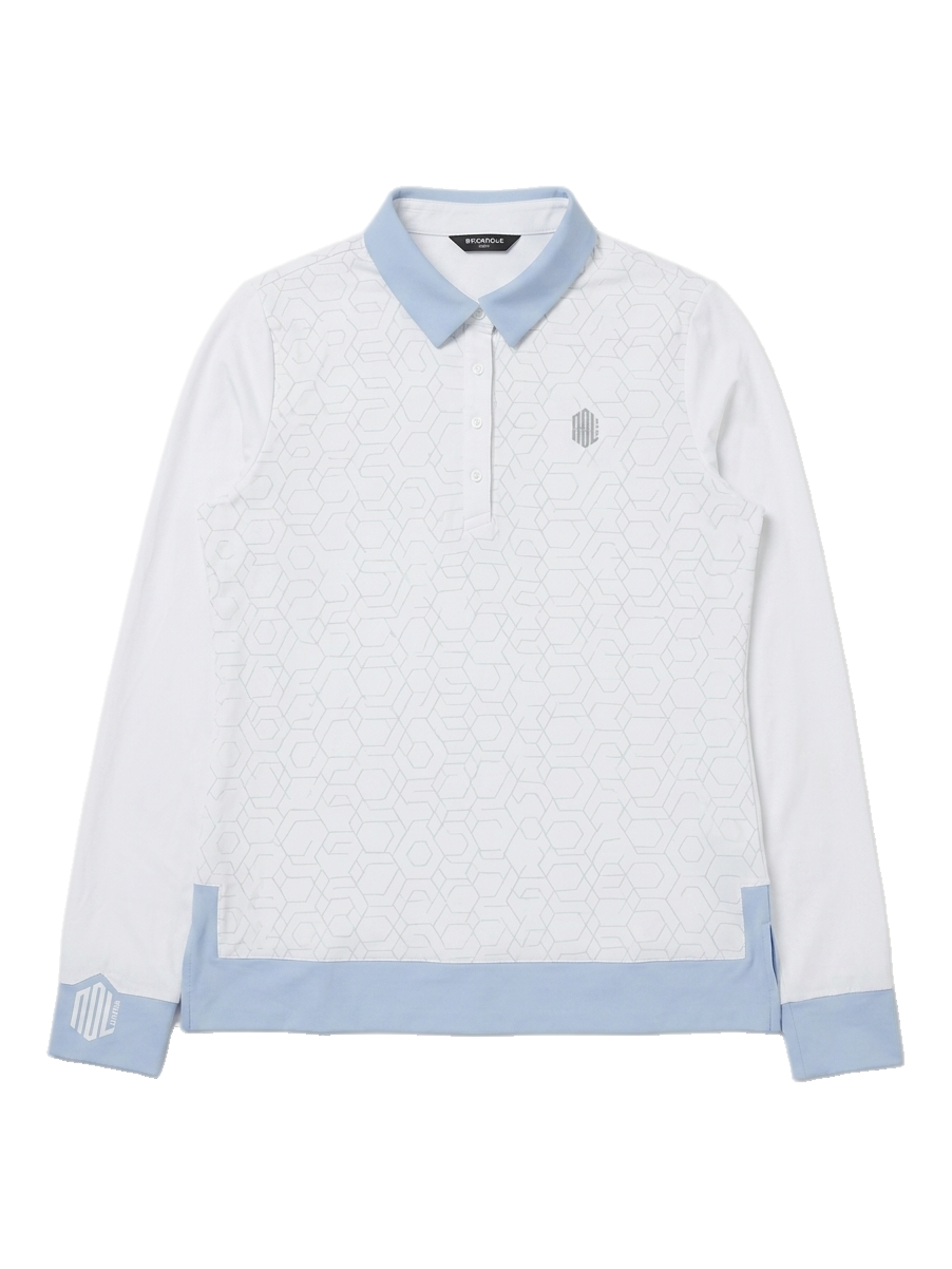 블루 배색 롱슬리브 카라티