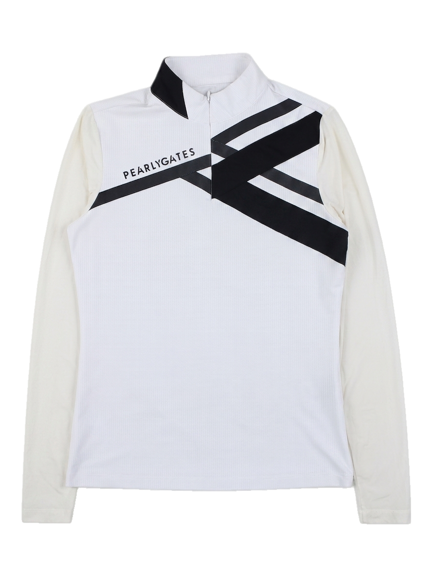 파리게이츠 화이트 배색 긴팔 카라티