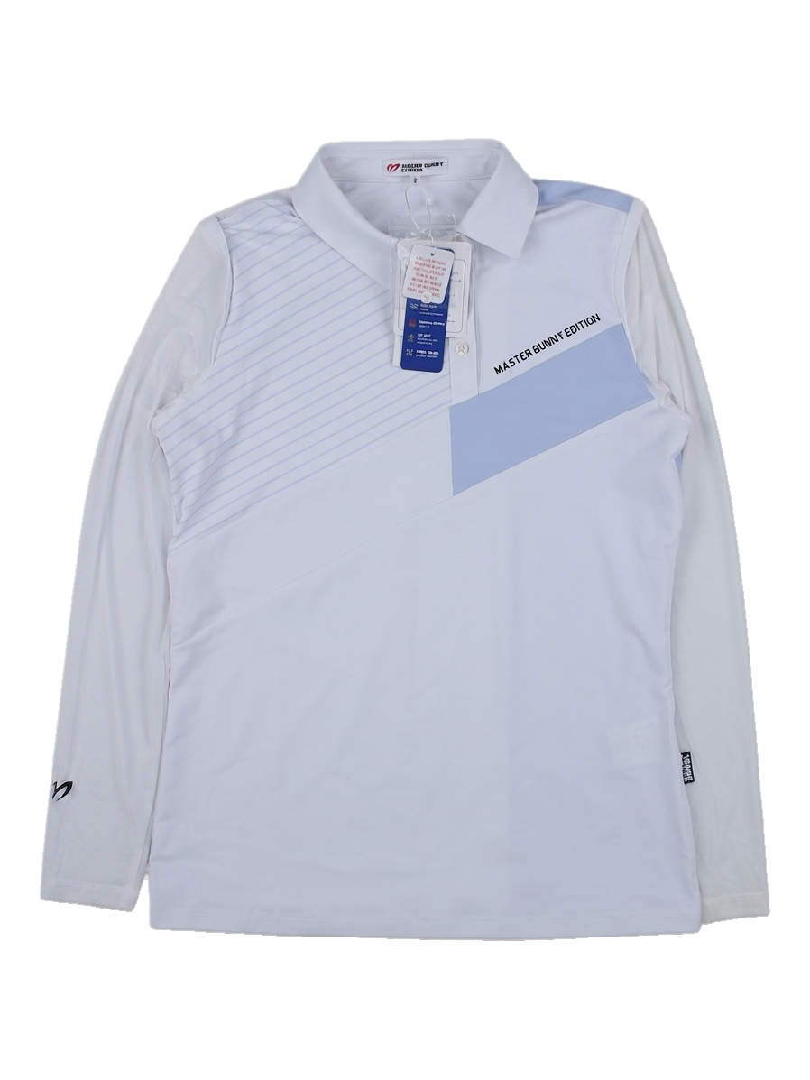 마스터바니에디션 화이트/블루 배색 긴팔 카라티