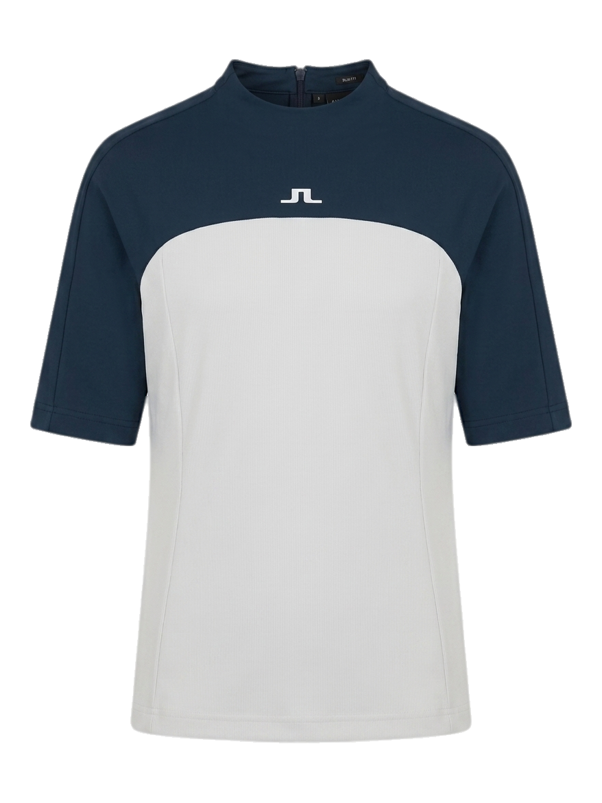 제이린드버그 반팔 모크넥 탑