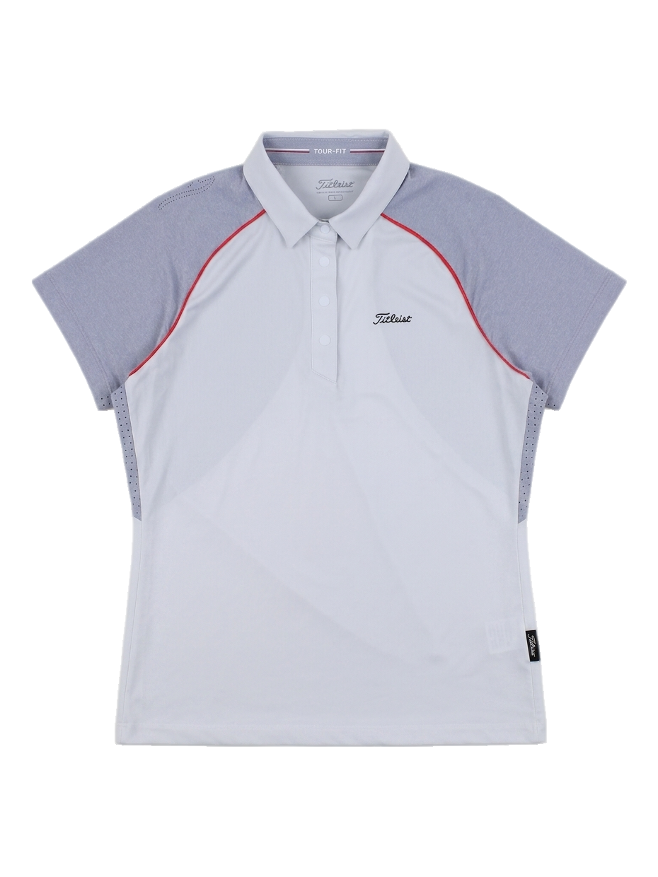 타이틀리스트 남성 배색 반팔 카라티 (화이트/그레이)
