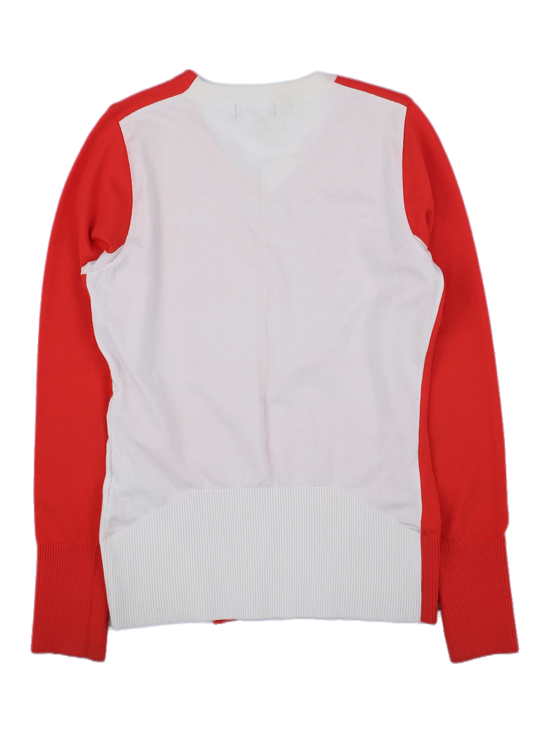 타이틀리스트 레드/화이트 배색 V넥 니트