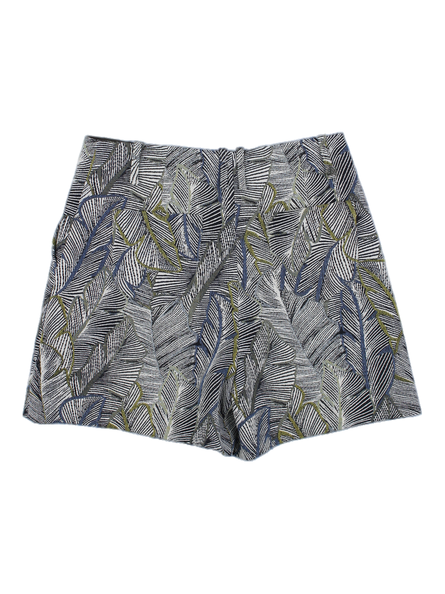 블랙 앤 화이트 리프 패턴 반바지