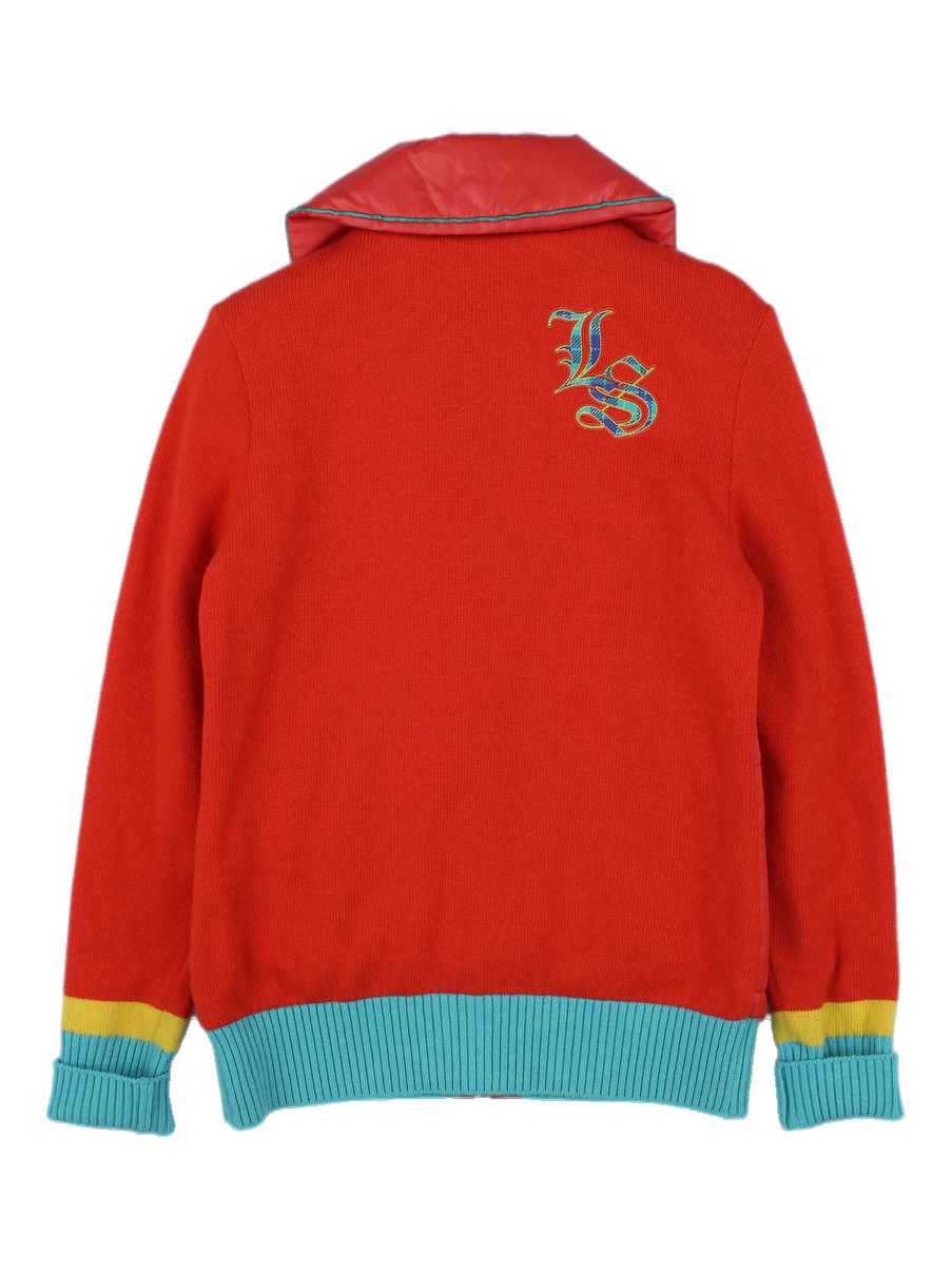 레드 컬러 블록 집업 자켓/가디건