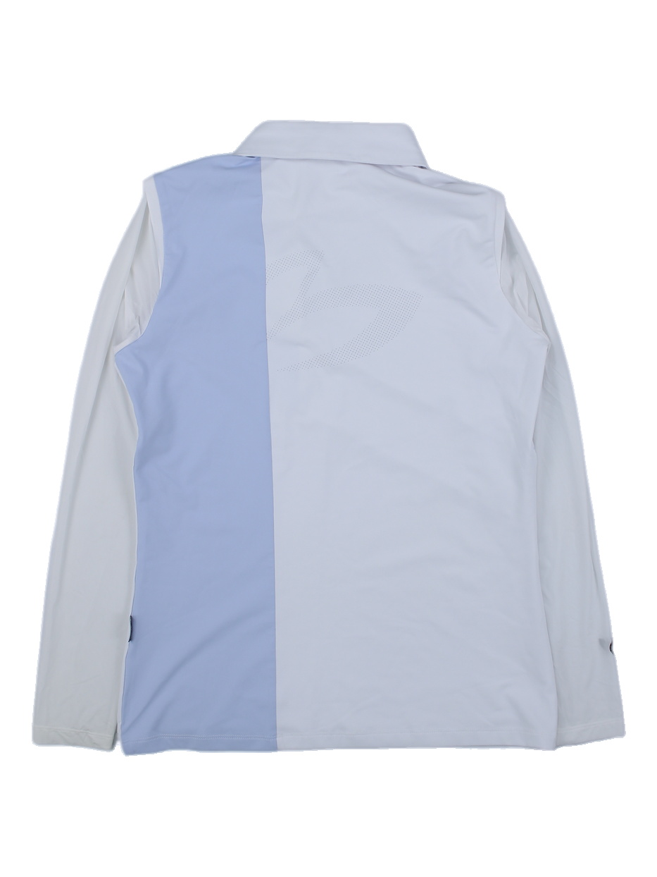 마스터바니에디션 화이트/블루 배색 긴팔 카라티