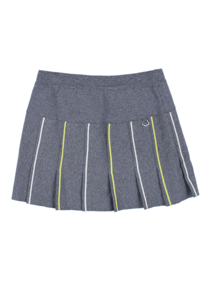 그레이 컬러 블록 플리츠 스커트