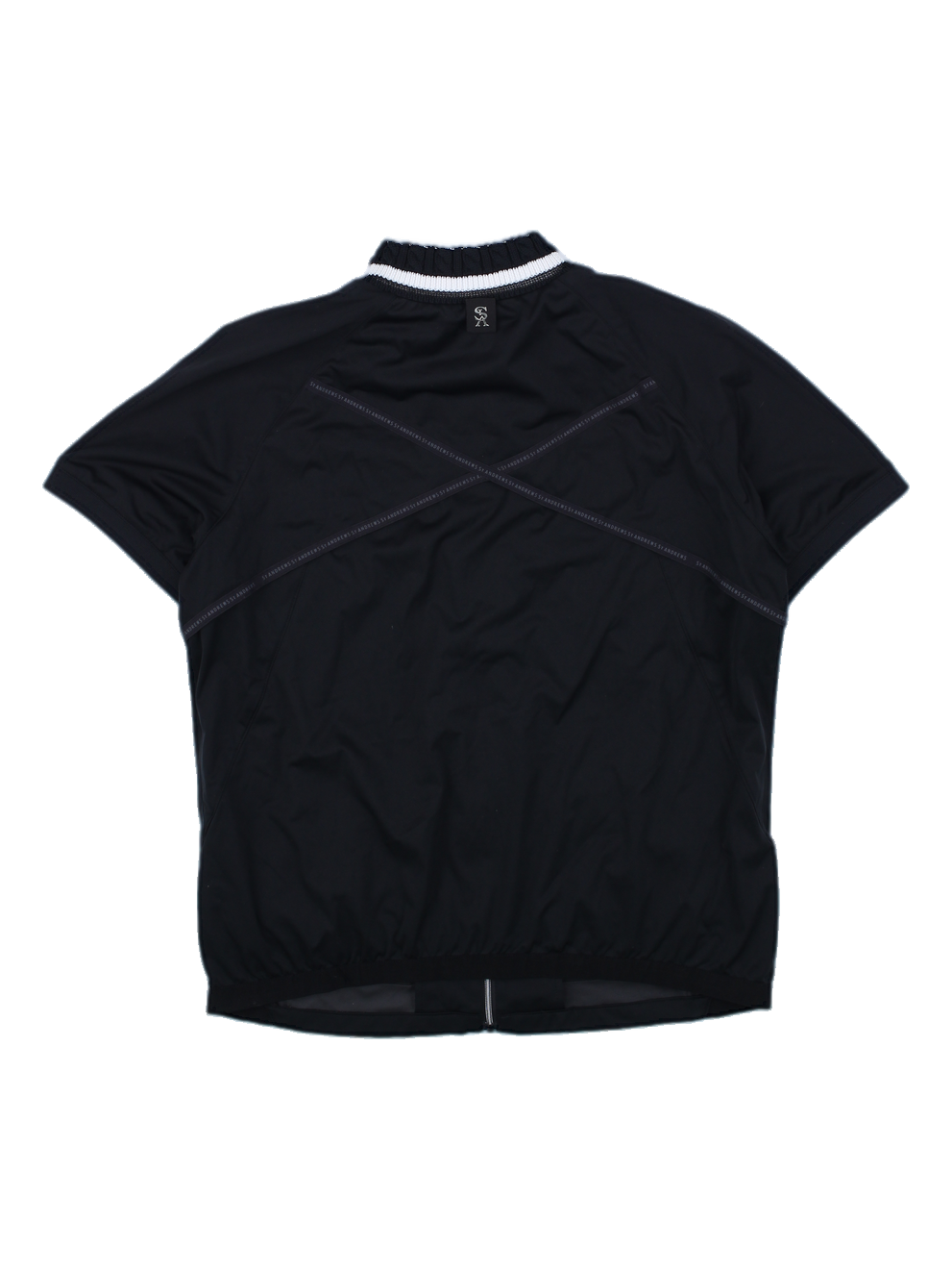 블랙 반팔 지퍼업 저지 스포츠 상의