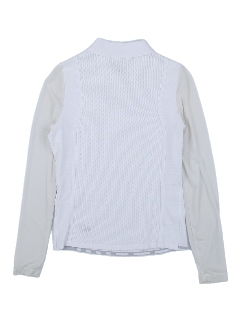 여성 화이트 배색 롱슬리브 카라 티셔츠