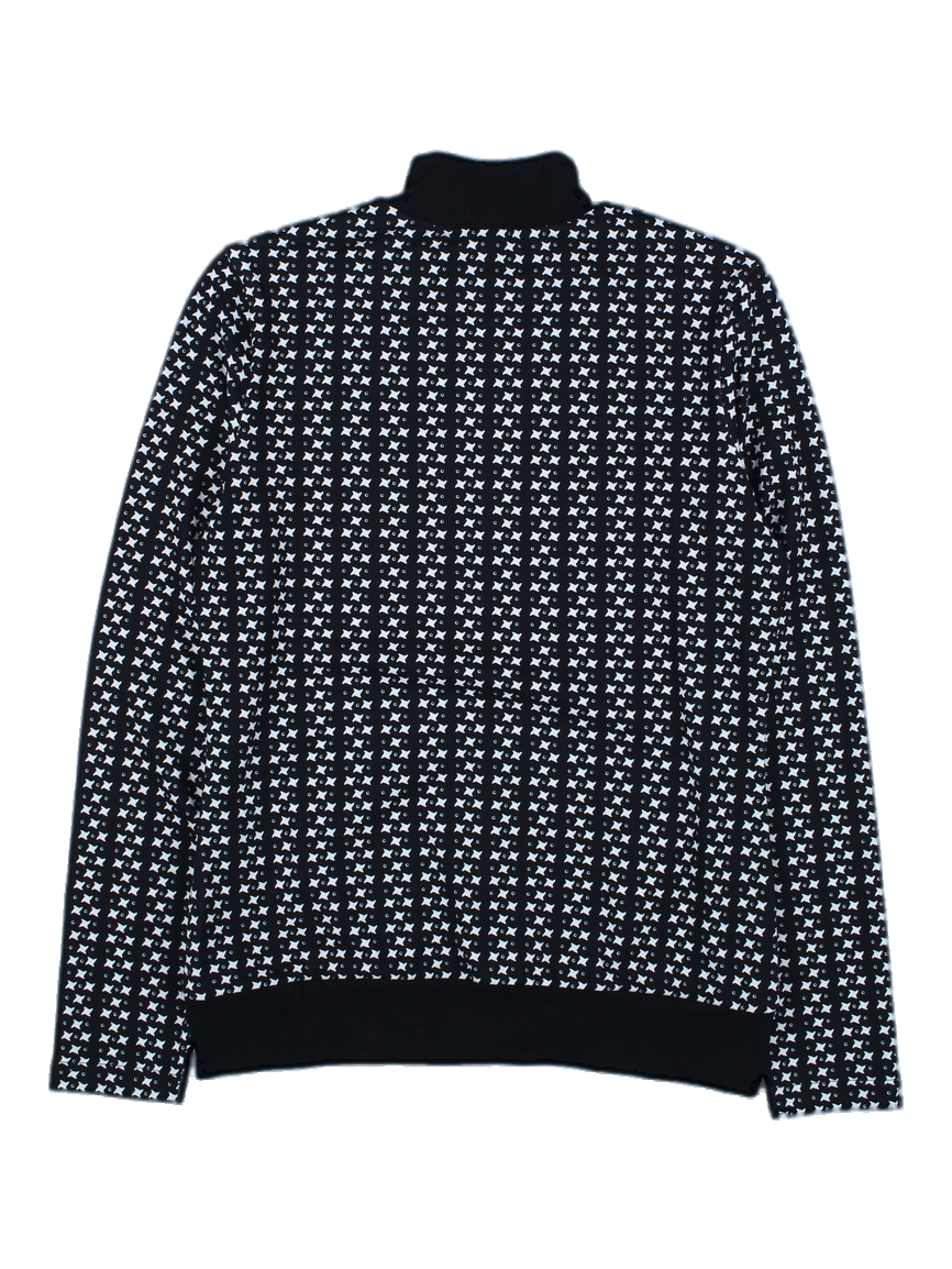 블랙 앤 화이트 지오메트릭 패턴 목폴라 니트