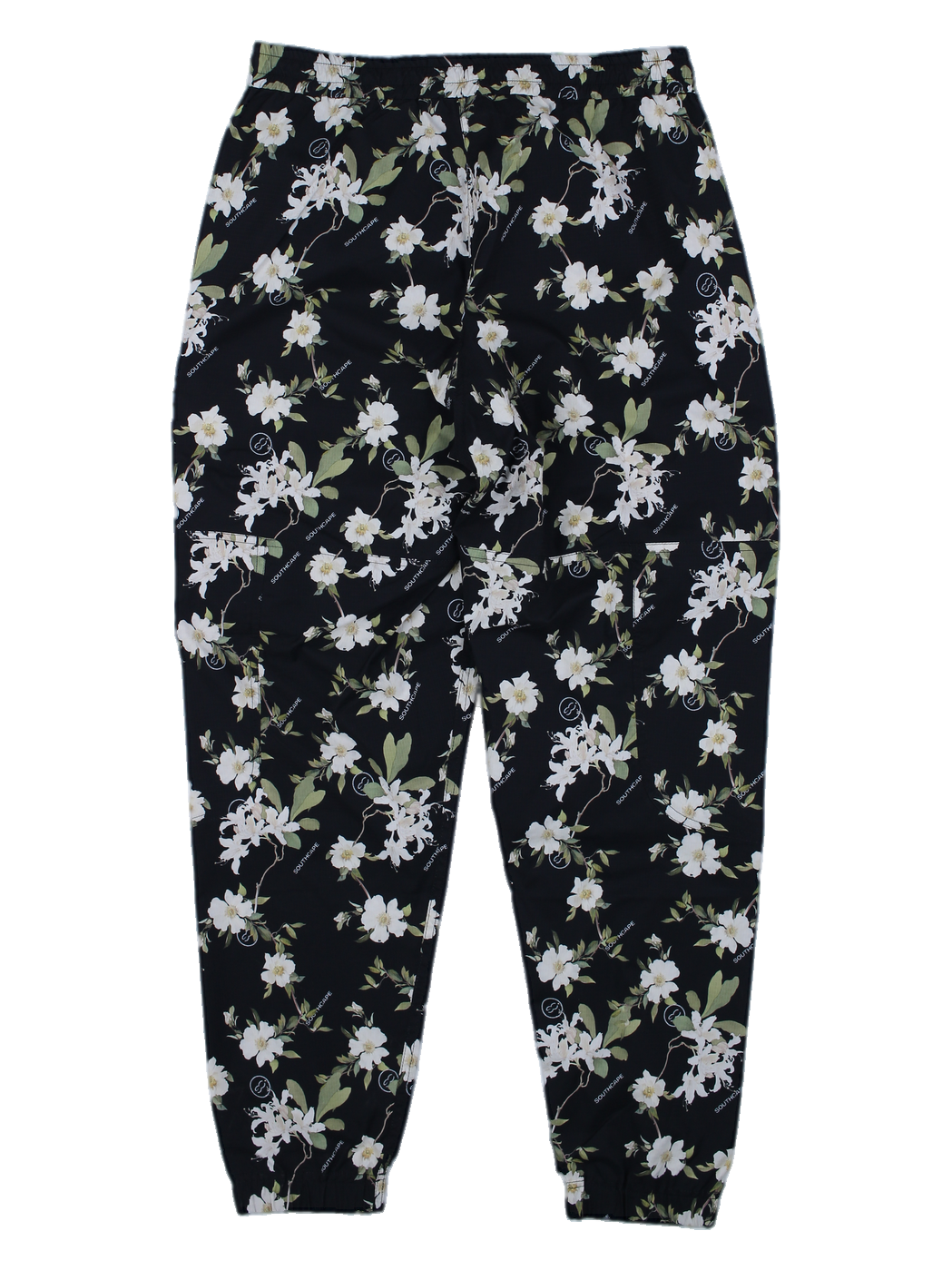 블랙 플라워 프린트 조거 팬츠