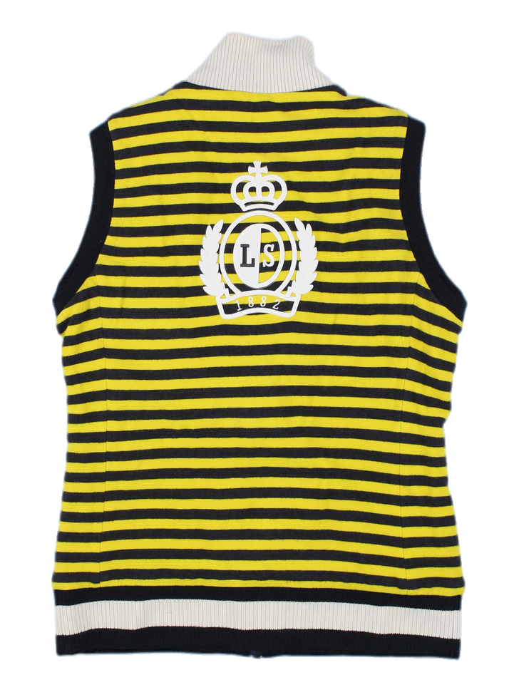 블랙 앤 옐로우 스트라이프 집업 니트 베스트