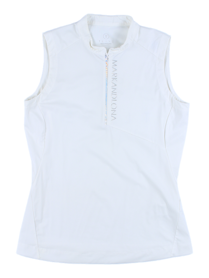 [여성] 반집업 민소매 티